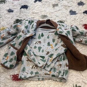 Kids Forest Print Shirt and Jacket Set